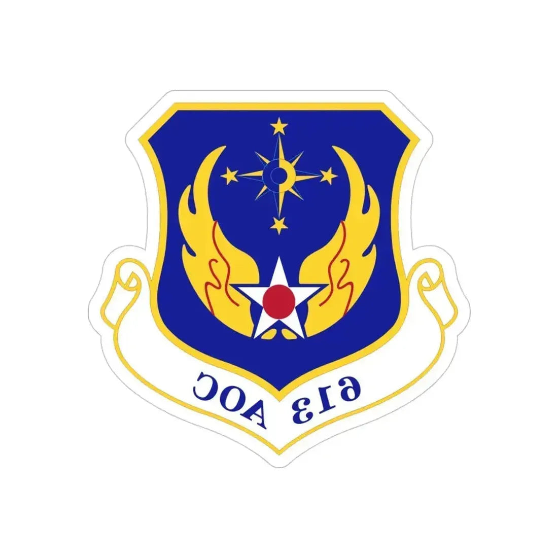 613th Air and Space Operations Center (U.S. Air Force) REVERSE PRINT Transparent Die-Cut STICKER 4 Inch Die-Cut Transparent - The Sticker Space