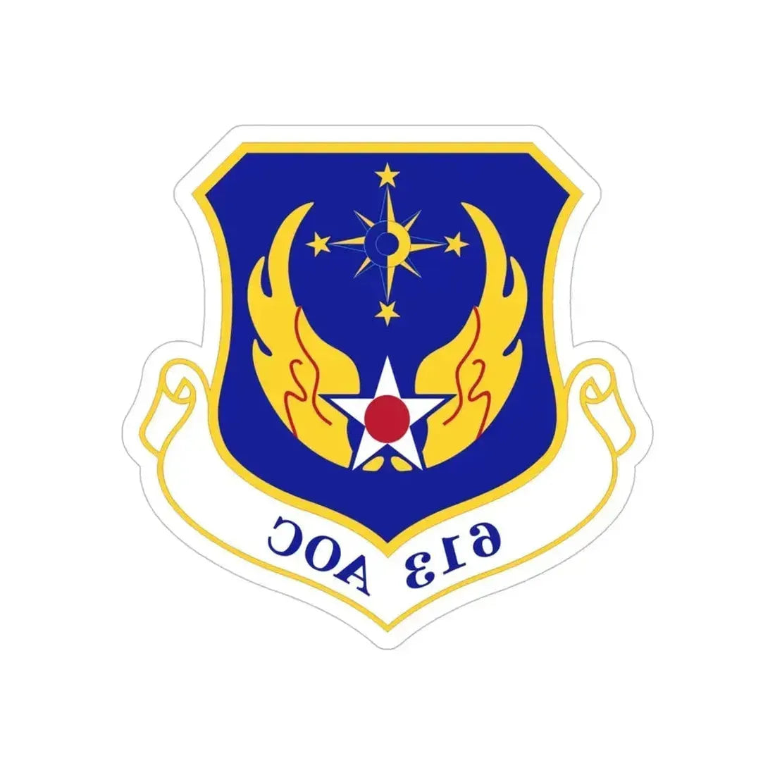 613th Air and Space Operations Center (U.S. Air Force) REVERSE PRINT Transparent Die-Cut STICKER 6 Inch Die-Cut Transparent - The Sticker Space
