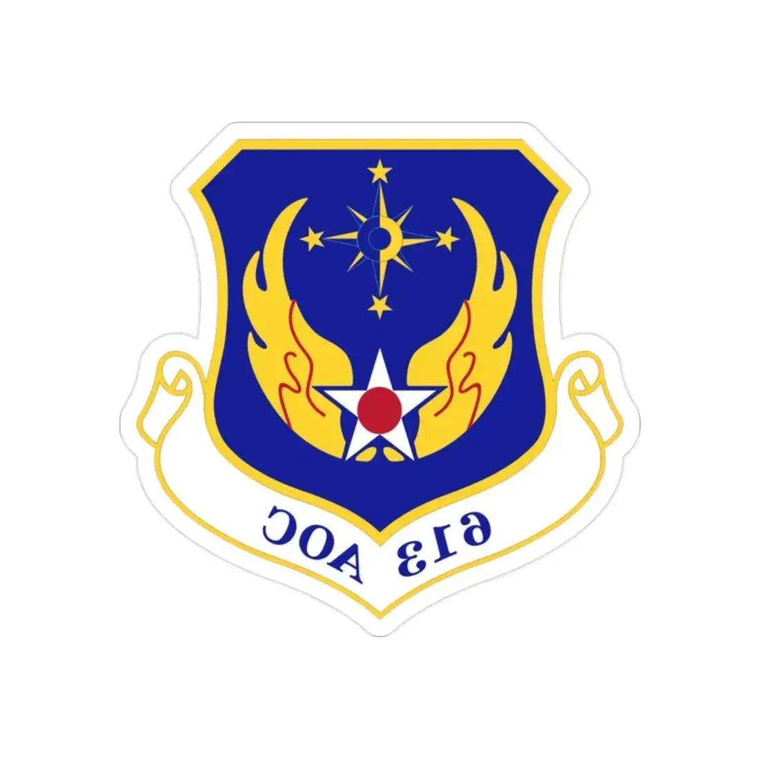 613th Air and Space Operations Center (U.S. Air Force) REVERSE PRINT Transparent Die-Cut STICKER - The Sticker Space