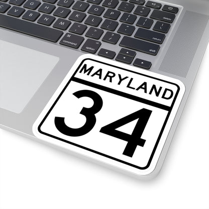 MD Route 34 (Maryland) (Road Sign) STICKER Vinyl Kiss-Cut Decal