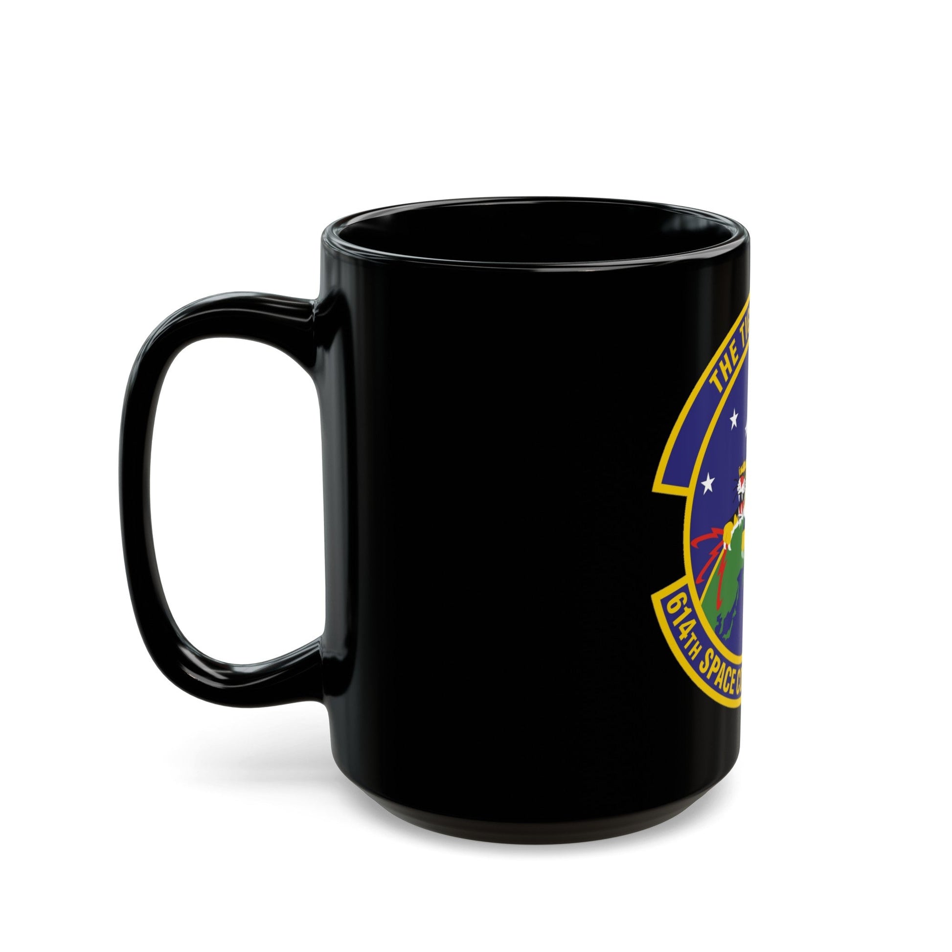 614th Space Communications Squadron (U.S. Air Force) Black Coffee Mug-The Sticker Space