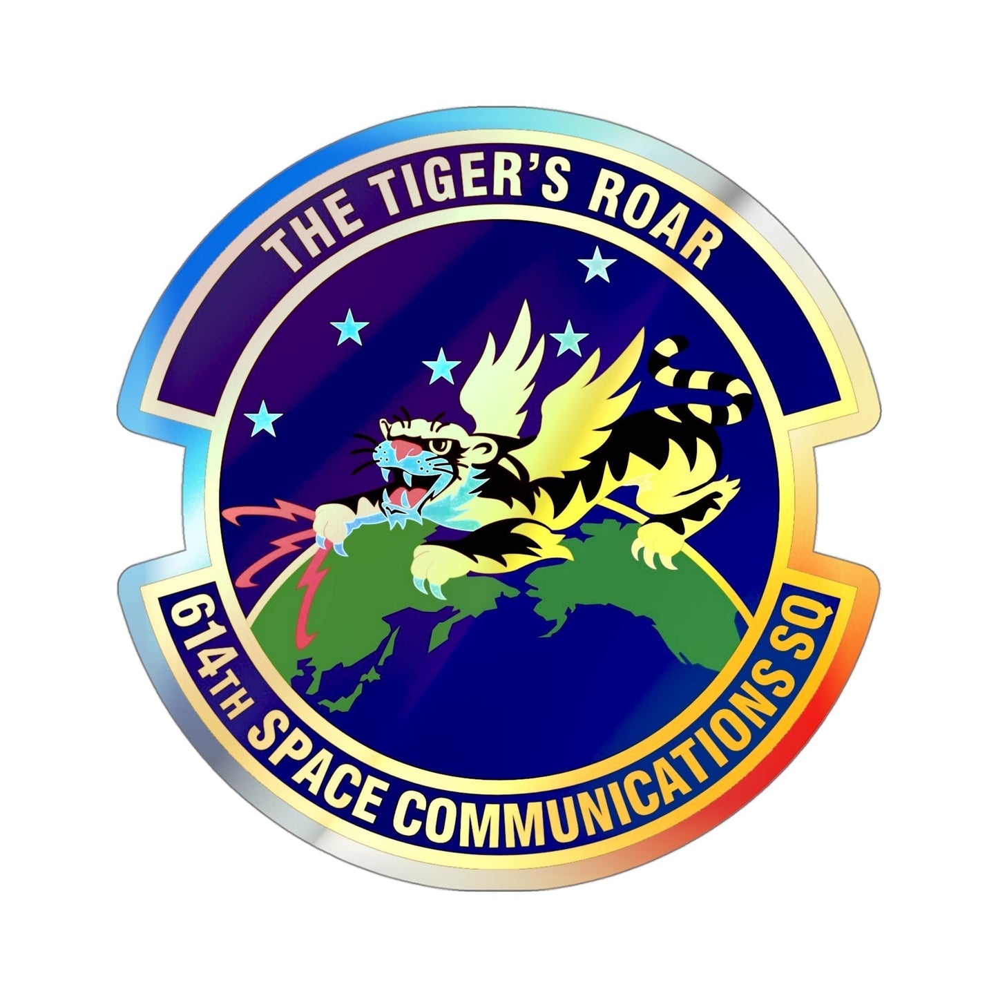 614th Space Communications Squadron (U.S. Air Force) Holographic STICKER Die-Cut Vinyl Decal-4 Inch-The Sticker Space