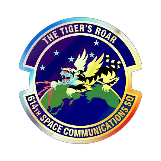 614th Space Communications Squadron (U.S. Air Force) Holographic STICKER Die-Cut Vinyl Decal 6 Inch Holographic - The Sticker Space