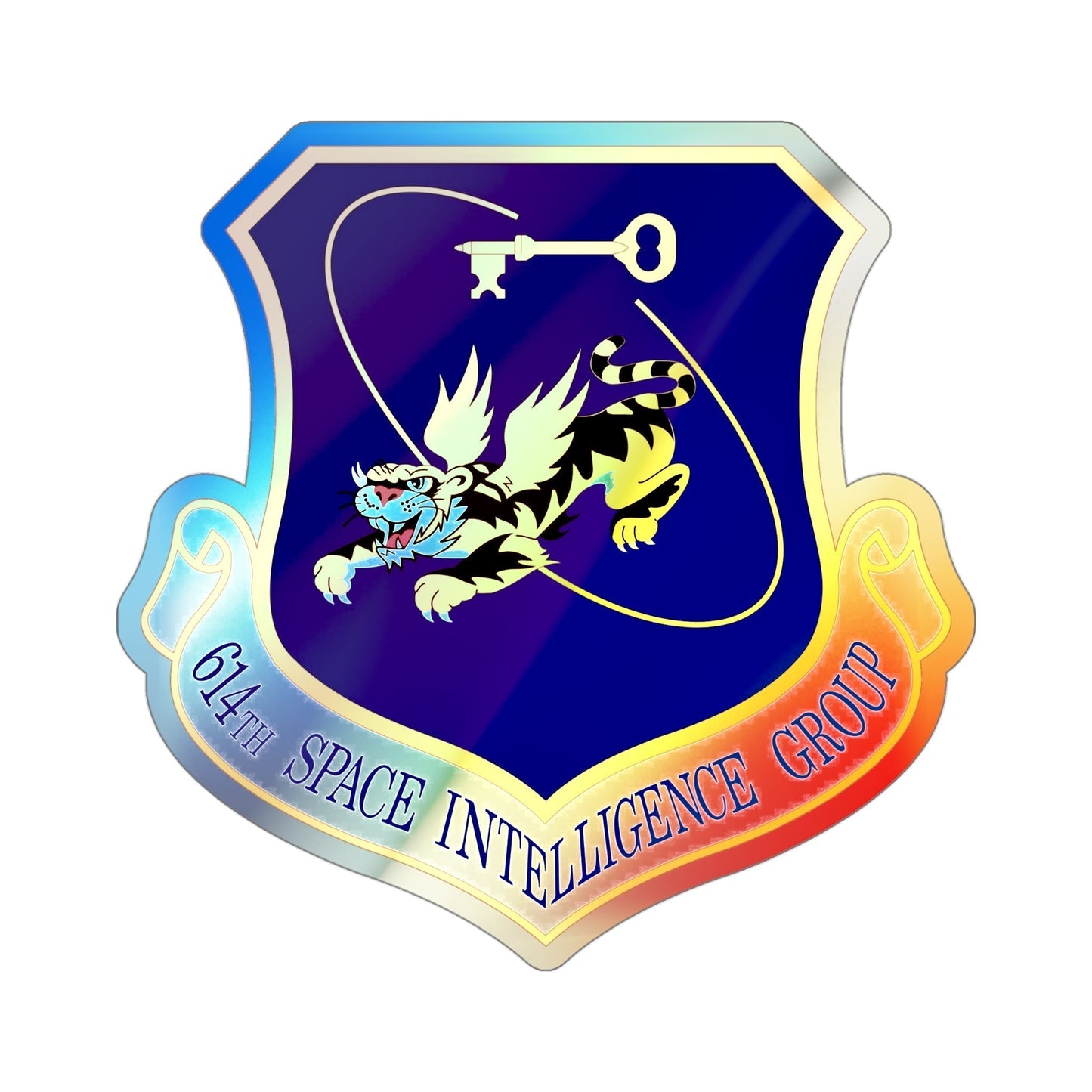 614th Space Intelligence Group (U.S. Air Force) Holographic STICKER Die-Cut Vinyl Decal-4 Inch-The Sticker Space