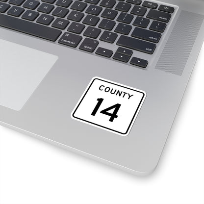 County 14 square (Minnesota) (Road Sign) STICKER Vinyl Kiss-Cut Decal