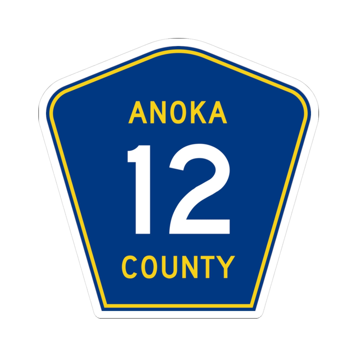 Anoka County 12 (Minnesota) (Road Sign) STICKER Vinyl Kiss-Cut Decal
