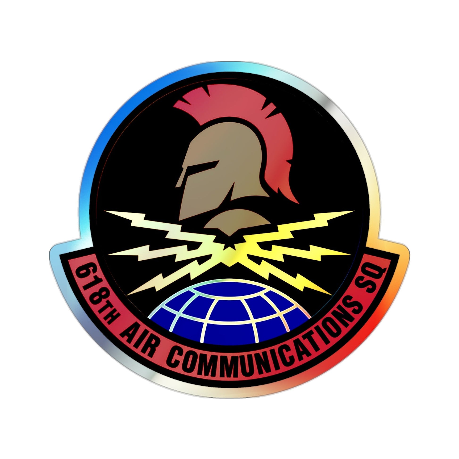 618 Air Communications Squadron AMC (U.S. Air Force) Holographic STICKER Die-Cut Vinyl Decal-2 Inch-The Sticker Space