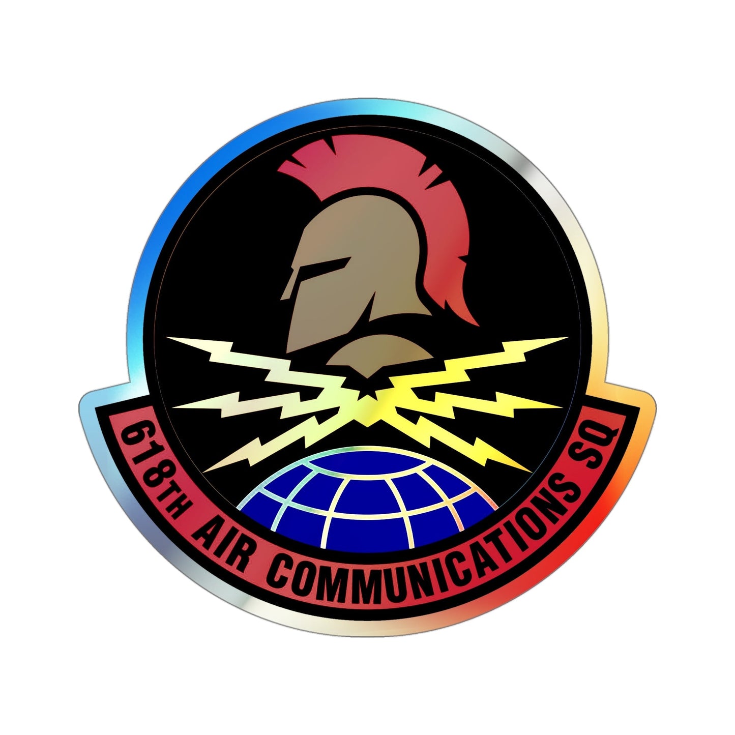 618 Air Communications Squadron AMC (U.S. Air Force) Holographic STICKER Die-Cut Vinyl Decal-4 Inch-The Sticker Space