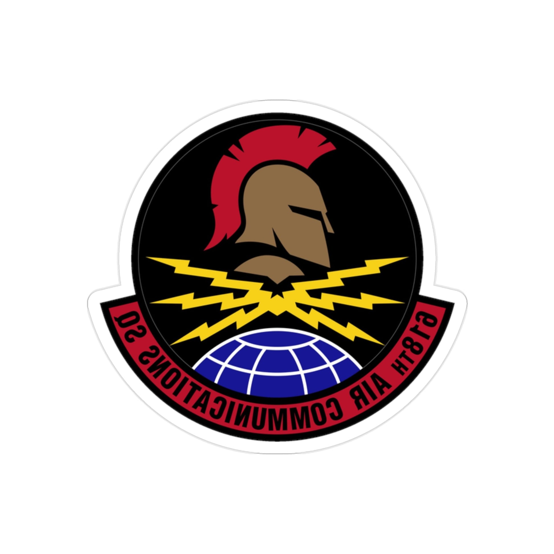 618 Air Communications Squadron AMC (U.S. Air Force) REVERSE PRINT Transparent STICKER-2" × 2"-The Sticker Space