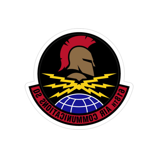 618 Air Communications Squadron AMC (U.S. Air Force) REVERSE PRINT Transparent STICKER-2" × 2"-The Sticker Space