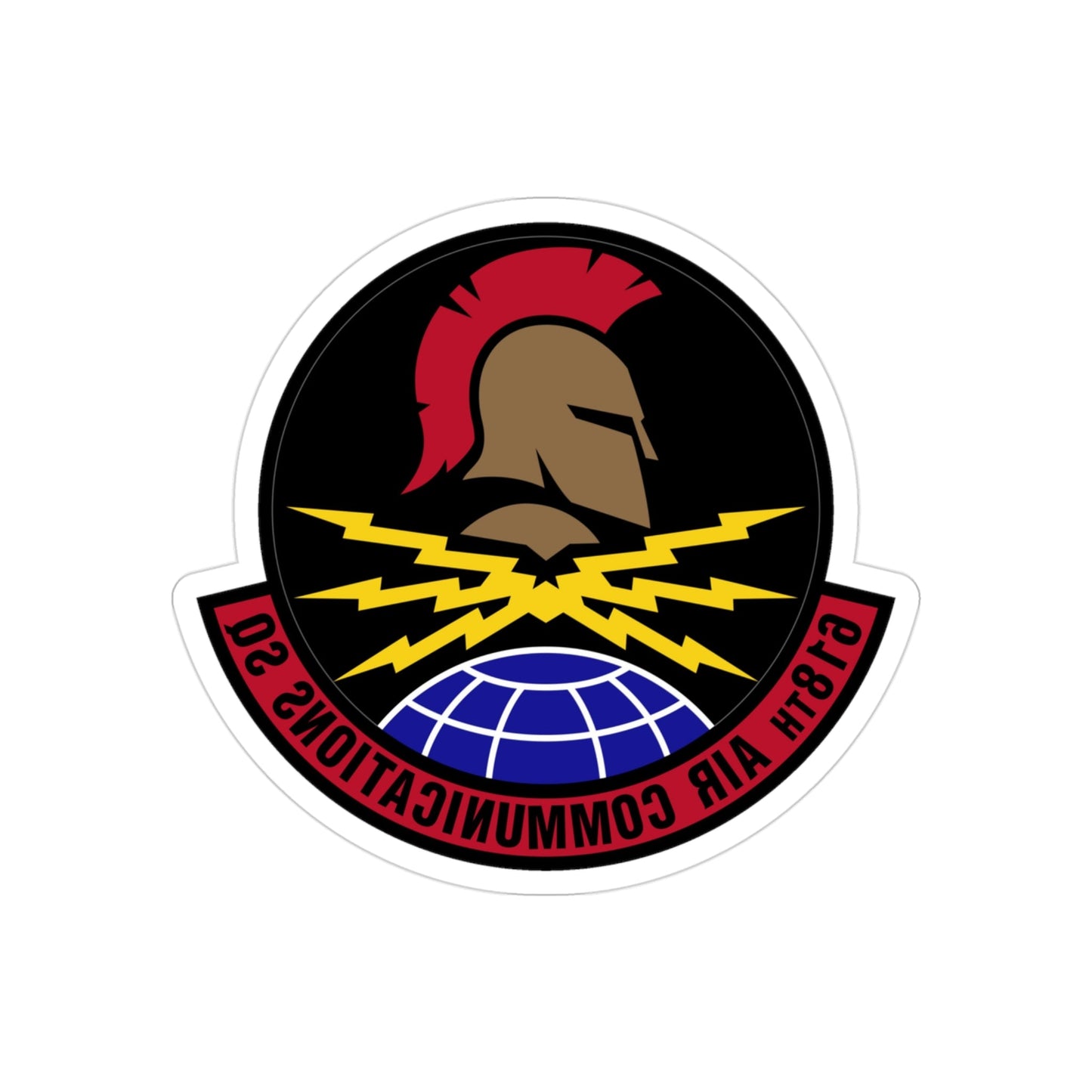 618 Air Communications Squadron AMC (U.S. Air Force) REVERSE PRINT Transparent STICKER-3" × 3"-The Sticker Space