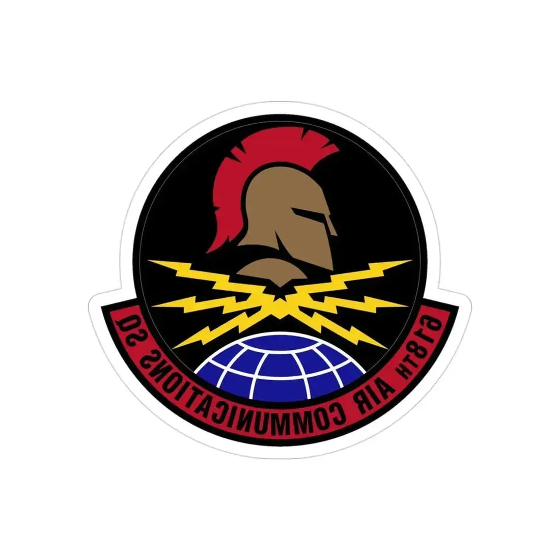 618 Air Communications Squadron AMC (U.S. Air Force) REVERSE PRINT Transparent Die-Cut STICKER 3 Inch Die-Cut Transparent - The Sticker Space