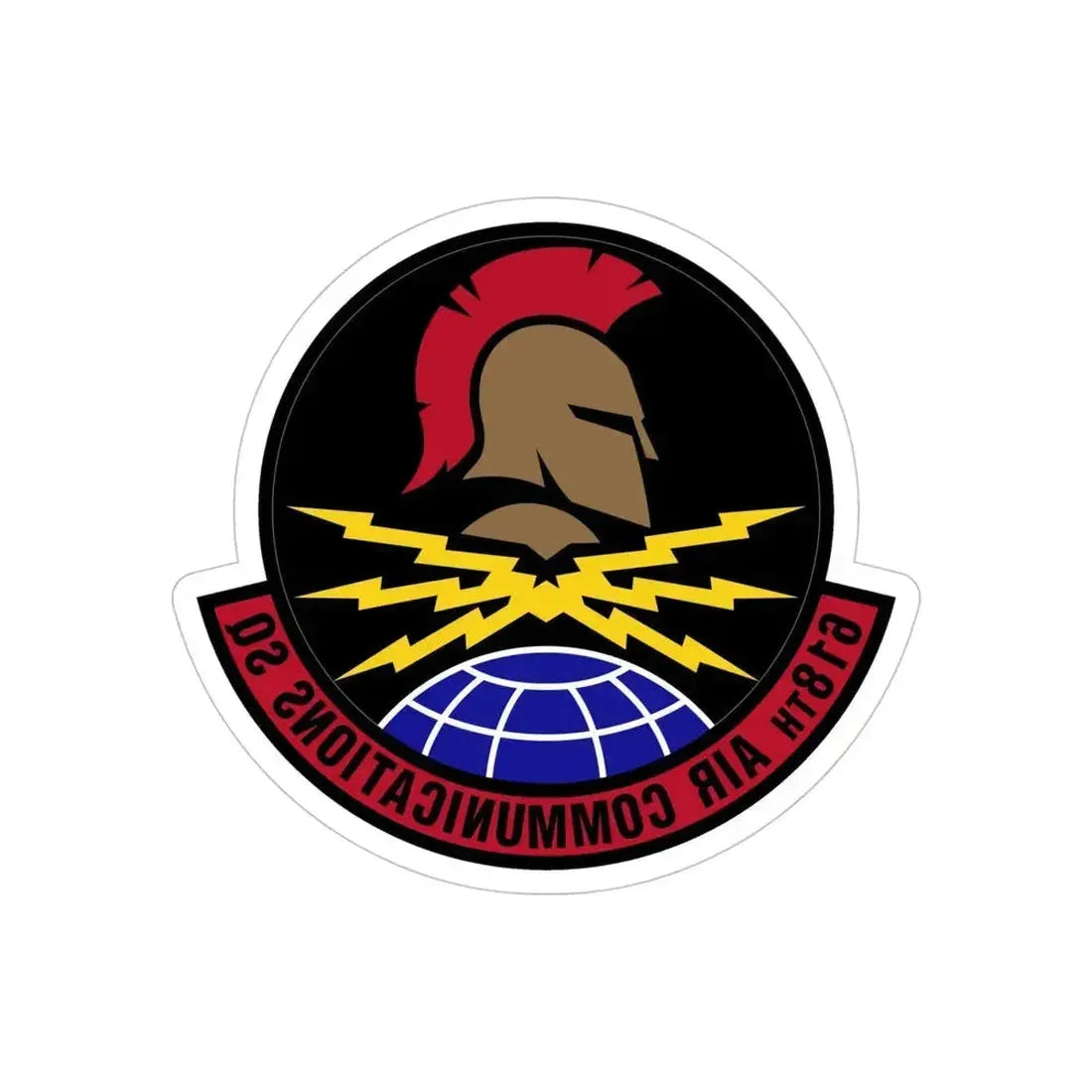 618 Air Communications Squadron AMC (U.S. Air Force) REVERSE PRINT Transparent Die-Cut STICKER 5 Inch Die-Cut Transparent - The Sticker Space