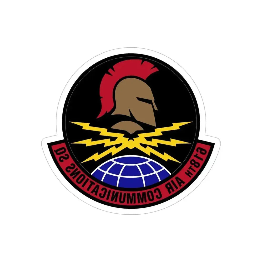 618 Air Communications Squadron AMC (U.S. Air Force) REVERSE PRINT Transparent Die-Cut STICKER 6 Inch Die-Cut Transparent - The Sticker Space