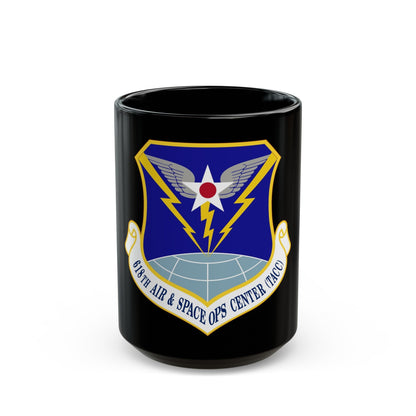 618 Air Operations Center AMC (U.S. Air Force) Black Coffee Mug-15oz-The Sticker Space