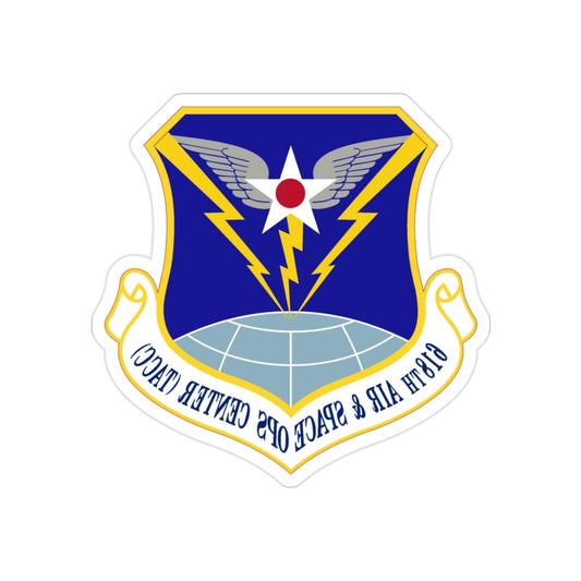 618 Air Operations Center AMC (U.S. Air Force) REVERSE PRINT Transparent STICKER-2" × 2"-The Sticker Space