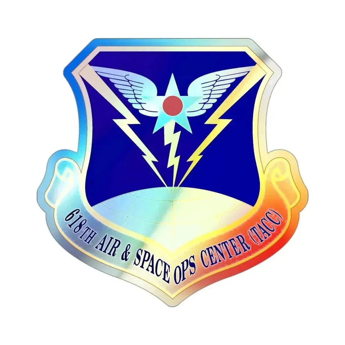 618 Air Operations Center AMC (U.S. Air Force) Holographic STICKER Die-Cut Vinyl Decal 3 Inch - The Sticker Space