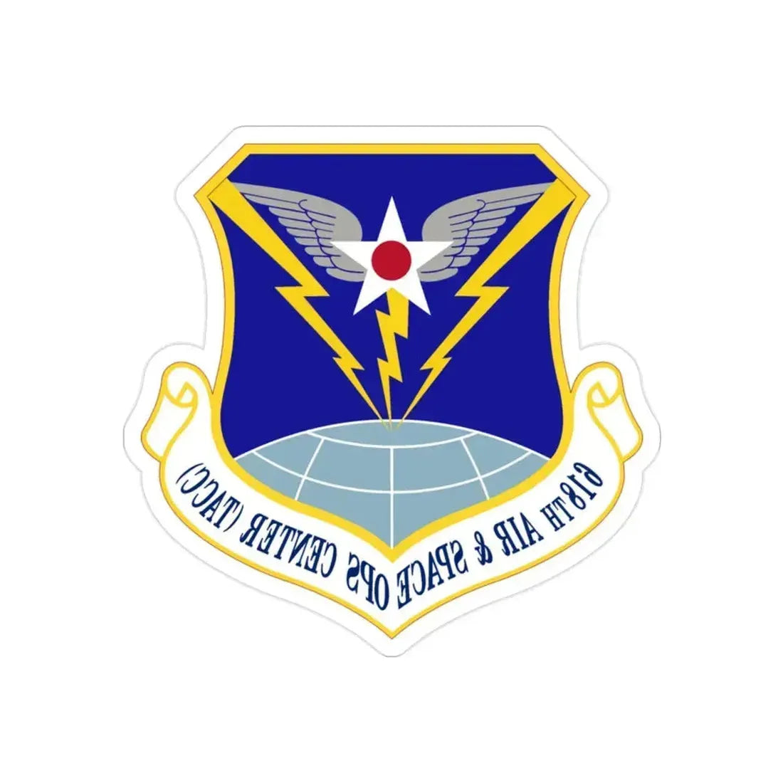 618 Air Operations Center AMC (U.S. Air Force) REVERSE PRINT Transparent Die-Cut STICKER 2 Inch Die-Cut Transparent - The Sticker Space