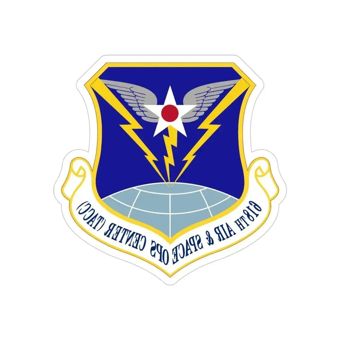 618 Air Operations Center AMC (U.S. Air Force) REVERSE PRINT Transparent Die-Cut STICKER 4 Inch Die-Cut Transparent - The Sticker Space