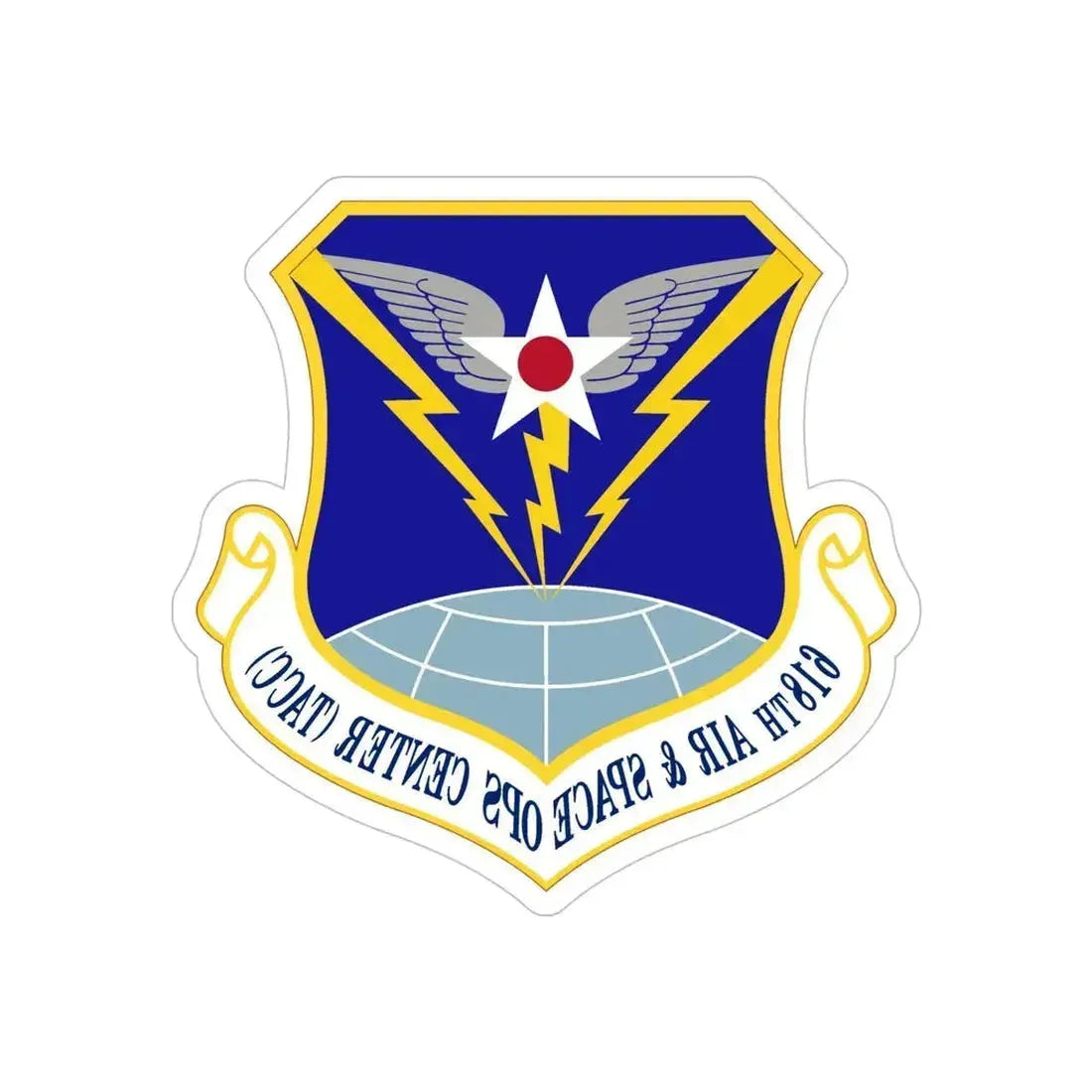 618 Air Operations Center AMC (U.S. Air Force) REVERSE PRINT Transparent Die-Cut STICKER 5 Inch Die-Cut Transparent - The Sticker Space