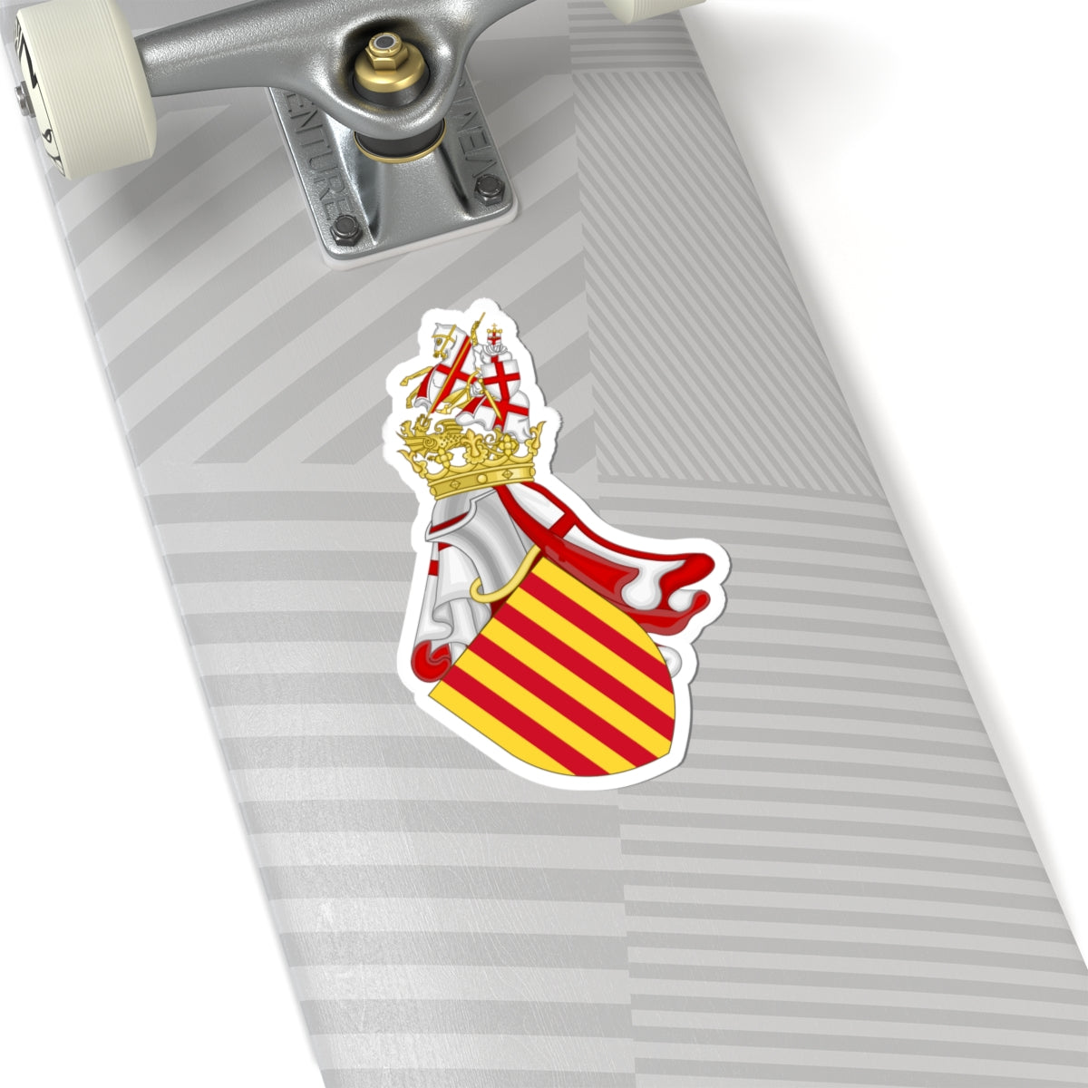Aragonese Royal Arms with the Crest of the Chivalry of Saint George (Spain) (Coat of Arms) STICKER Vinyl Kiss-Cut Decal