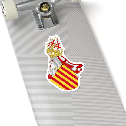 Aragonese Royal Arms with the Crest of the Chivalry of Saint George (Spain) (Coat of Arms) STICKER Vinyl Kiss-Cut Decal