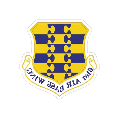 61st Air Base Wing (U.S. Air Force) REVERSE PRINT Transparent Die-Cut STICKER 5 Inch Die-Cut Transparent - The Sticker Space