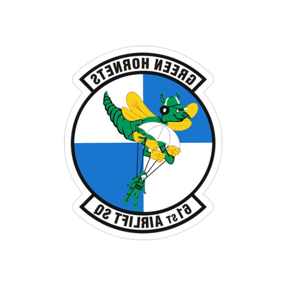 61st Airlift Squadron (U.S. Air Force) REVERSE PRINT Transparent STICKER-2" × 2"-The Sticker Space