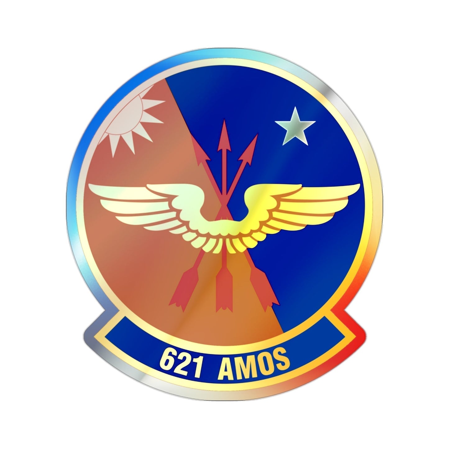 621 Air Mobility Operations Squadron AMC (U.S. Air Force) Holographic STICKER Die-Cut Vinyl Decal-2 Inch-The Sticker Space