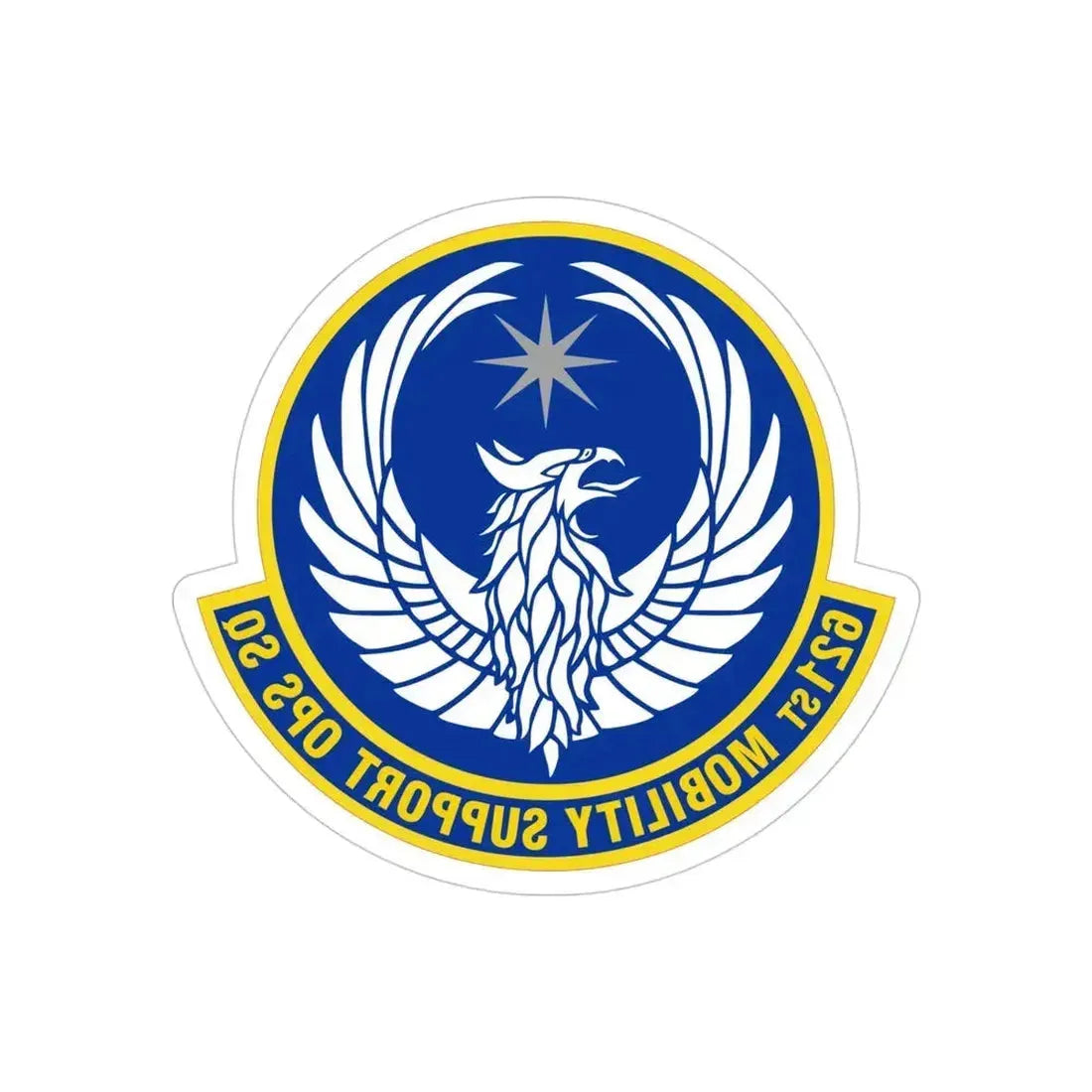 621 Mobility Support Operations Squadron AMC (U.S. Air Force) REVERSE PRINT Transparent Die-Cut STICKER 4 Inch Die-Cut Transparent - The Sticker Space