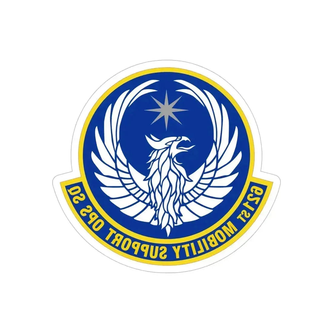 621 Mobility Support Operations Squadron AMC (U.S. Air Force) REVERSE PRINT Transparent Die-Cut STICKER 5 Inch Die-Cut Transparent - The Sticker Space