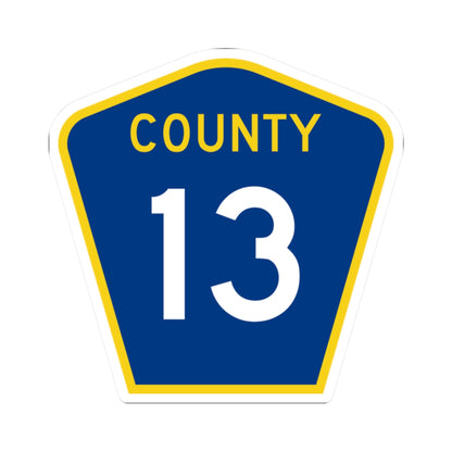 County 13 MN (Minnesota) (Road Sign) STICKER Vinyl Kiss-Cut Decal