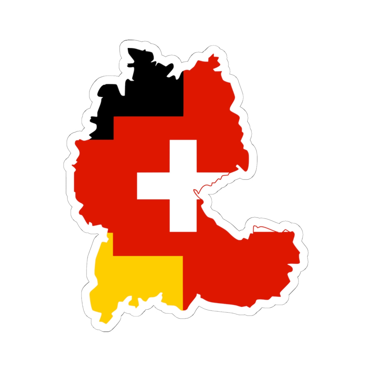 Flag-map of the German language Deutsch (Germany) STICKER Vinyl Kiss-Cut Decal
