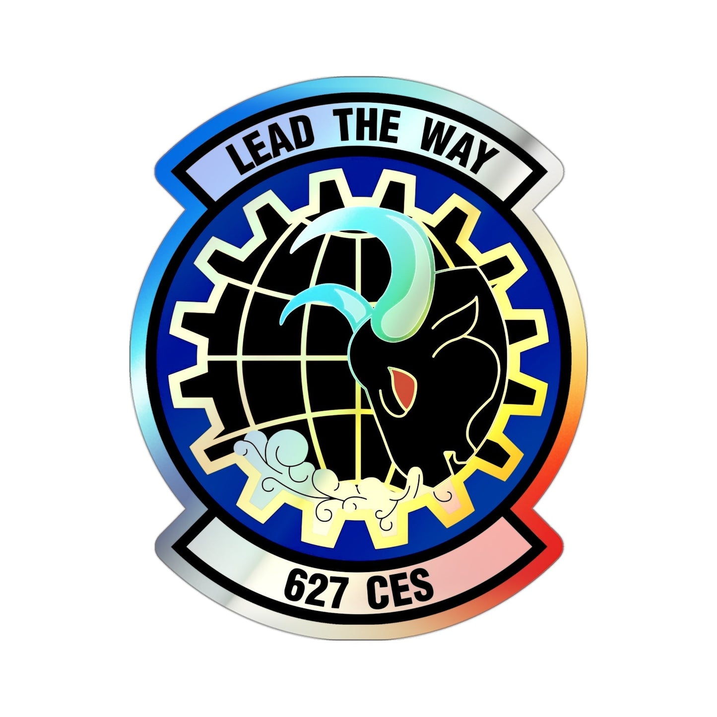 627 Civil Engineer Squadron AMC (U.S. Air Force) Holographic STICKER Die-Cut Vinyl Decal-3 Inch-The Sticker Space