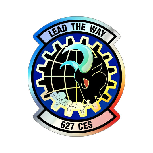 627 Civil Engineer Squadron AMC (U.S. Air Force) Holographic STICKER Die-Cut Vinyl Decal-6 Inch-The Sticker Space