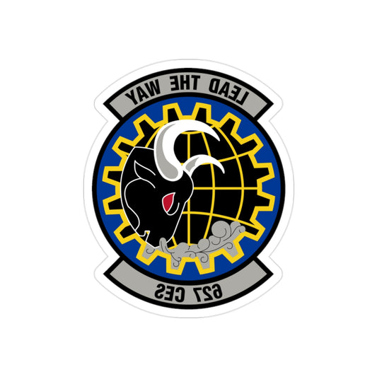 627 Civil Engineer Squadron AMC (U.S. Air Force) REVERSE PRINT Transparent STICKER-2" × 2"-The Sticker Space