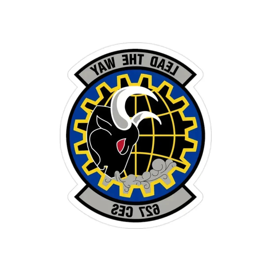 627 Civil Engineer Squadron AMC (U.S. Air Force) REVERSE PRINT Transparent Die-Cut STICKER 2 Inch Die-Cut Transparent - The Sticker Space