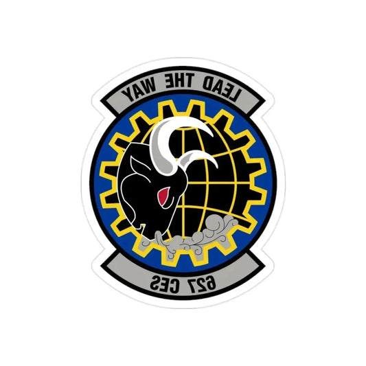627 Civil Engineer Squadron AMC (U.S. Air Force) REVERSE PRINT Transparent Die-Cut STICKER 2 Inch Die-Cut Transparent - The Sticker Space