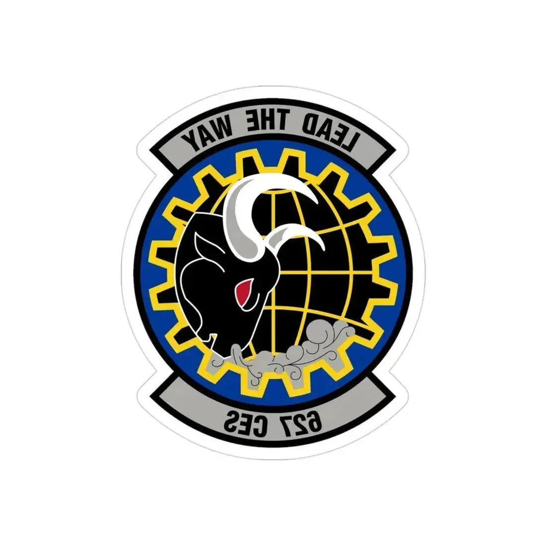 627 Civil Engineer Squadron AMC (U.S. Air Force) REVERSE PRINT Transparent Die-Cut STICKER 3 Inch Die-Cut Transparent - The Sticker Space