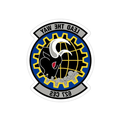 627 Civil Engineer Squadron AMC (U.S. Air Force) REVERSE PRINT Transparent Die-Cut STICKER 4 Inch Die-Cut Transparent - The Sticker Space