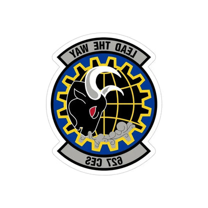 627 Civil Engineer Squadron AMC (U.S. Air Force) REVERSE PRINT Transparent Die-Cut STICKER 5 Inch Die-Cut Transparent - The Sticker Space