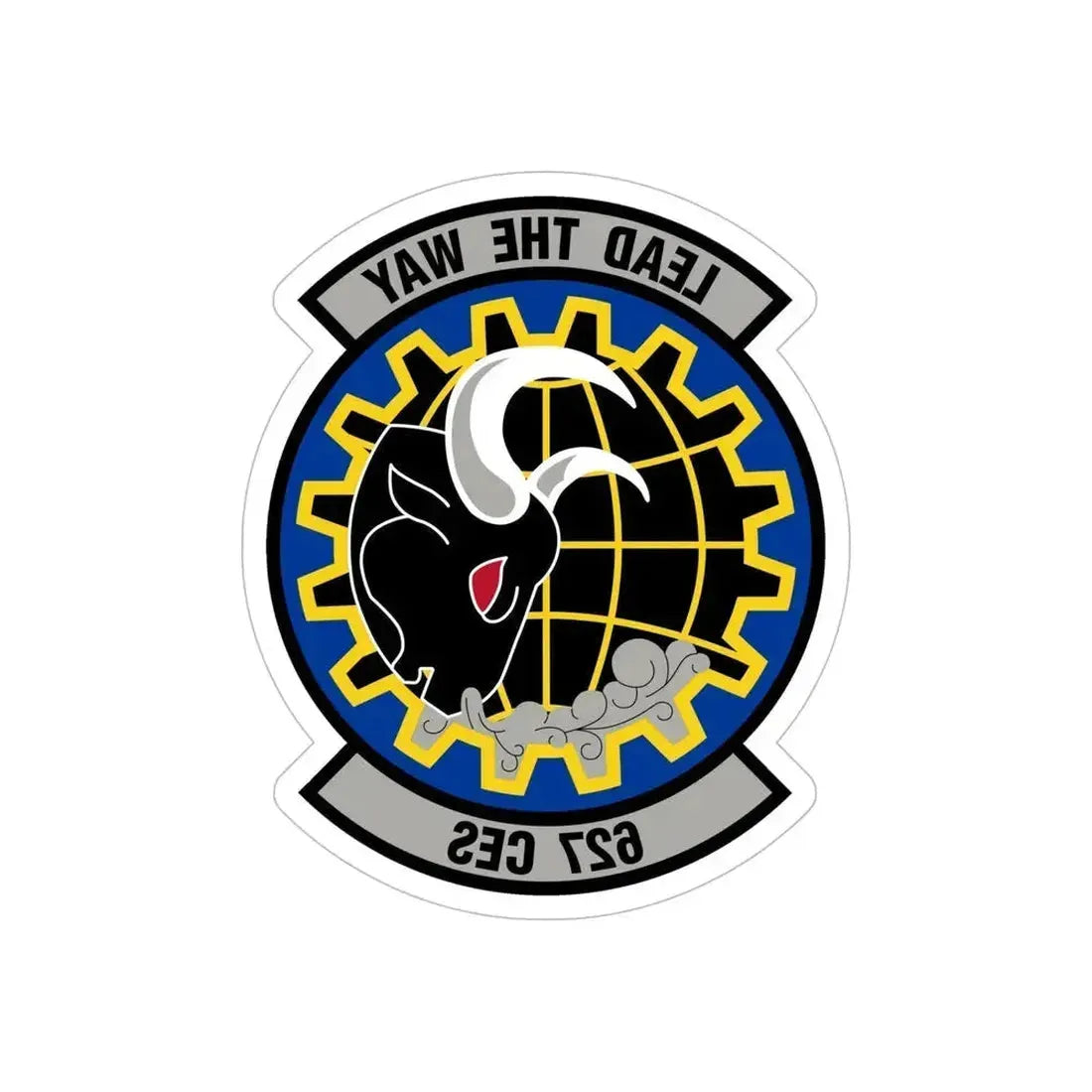627 Civil Engineer Squadron AMC (U.S. Air Force) REVERSE PRINT Transparent Die-Cut STICKER 6 Inch Die-Cut Transparent - The Sticker Space