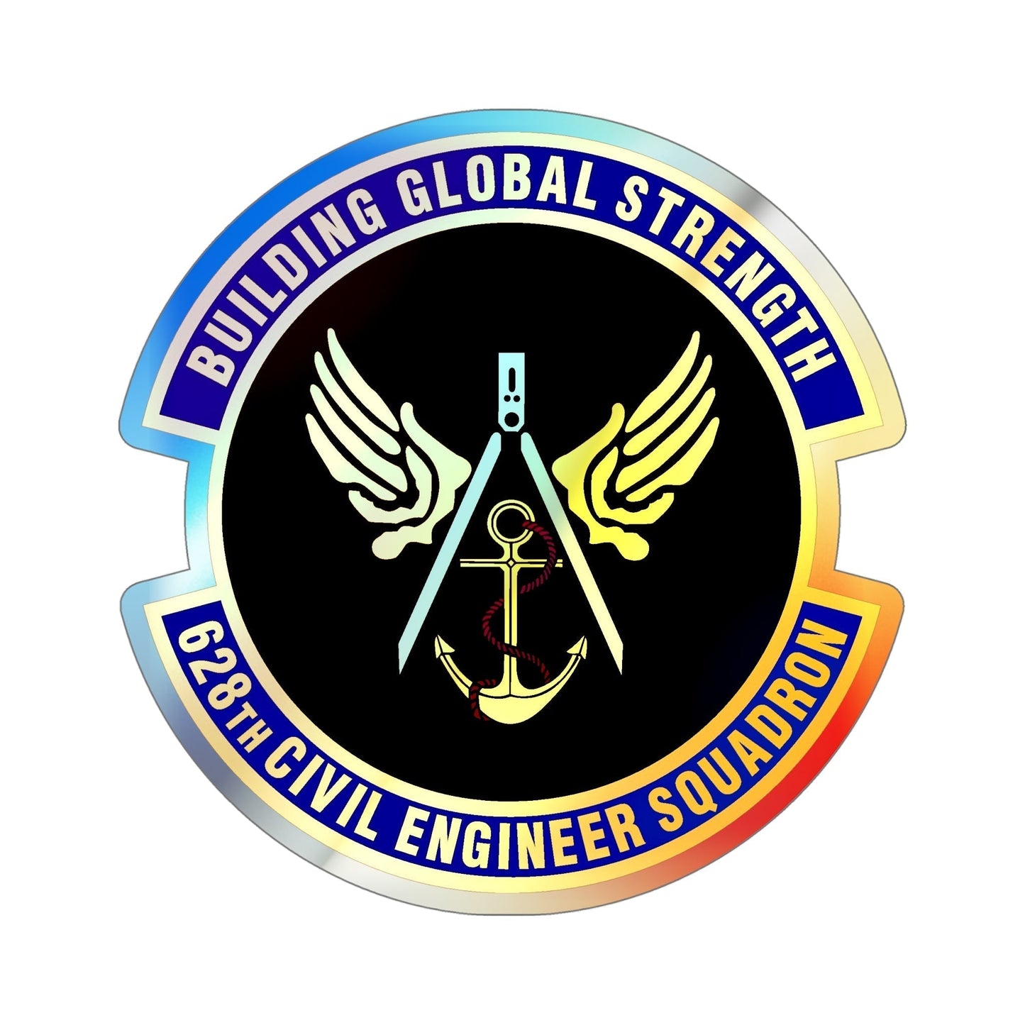 628th Civil Engineer Squadron (U.S. Air Force) Holographic STICKER Die-Cut Vinyl Decal-6 Inch-The Sticker Space