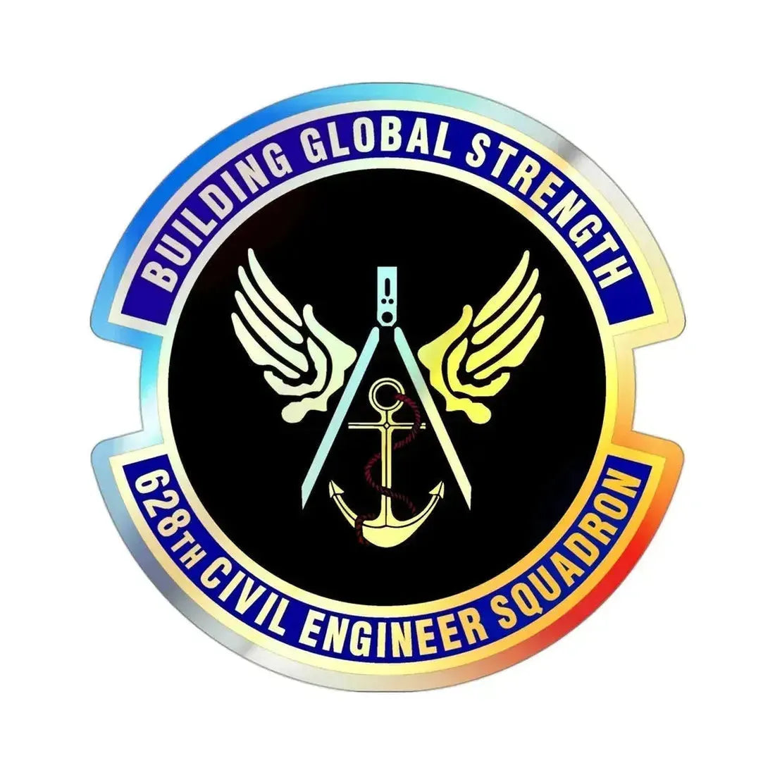 628th Civil Engineer Squadron (U.S. Air Force) Holographic STICKER Die-Cut Vinyl Decal 3 Inch Holographic - The Sticker Space