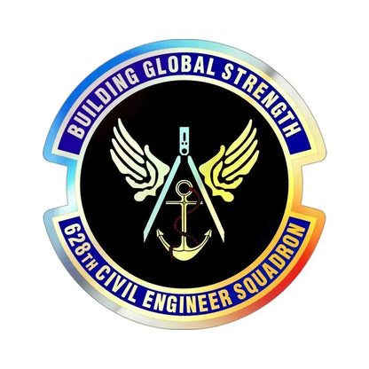 628th Civil Engineer Squadron (U.S. Air Force) Holographic STICKER Die-Cut Vinyl Decal 3 Inch Holographic - The Sticker Space