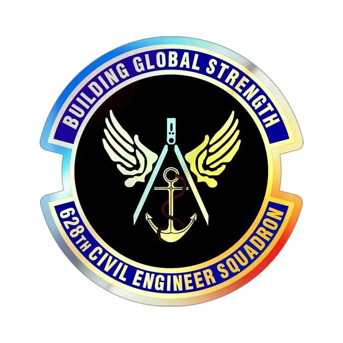 628th Civil Engineer Squadron (U.S. Air Force) Holographic STICKER Die-Cut Vinyl Decal 4 Inch Holographic - The Sticker Space
