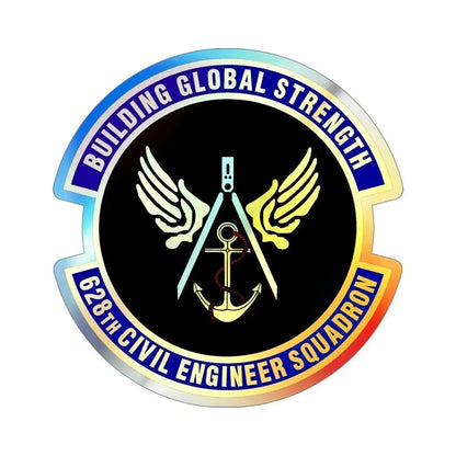 628th Civil Engineer Squadron (U.S. Air Force) Holographic STICKER Die-Cut Vinyl Decal 4 Inch Holographic - The Sticker Space
