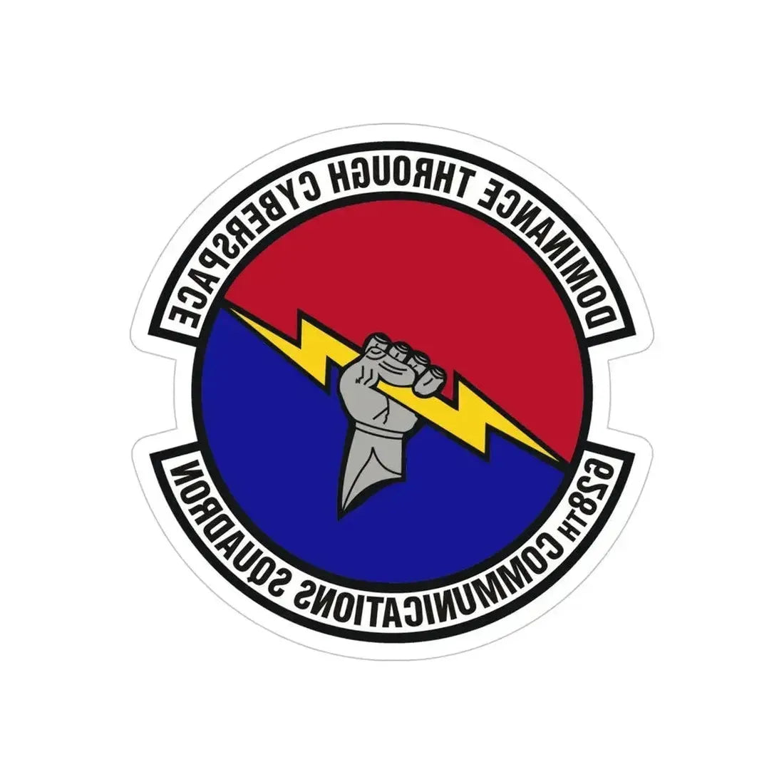 628th Communications Squadron (U.S. Air Force) REVERSE PRINT Transparent Die-Cut STICKER 5 Inch Die-Cut Transparent - The Sticker Space