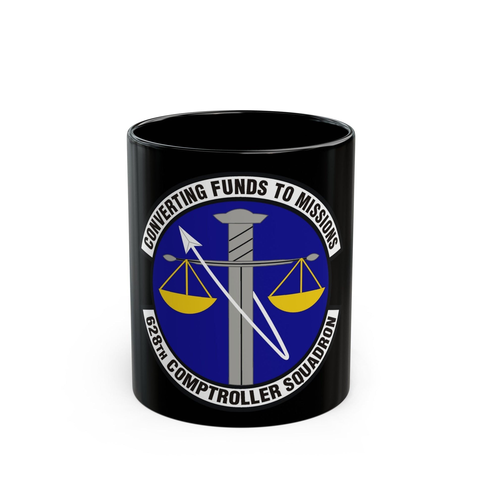 628th Comptroller Squadron (U.S. Air Force) Black Coffee Mug-11oz-The Sticker Space