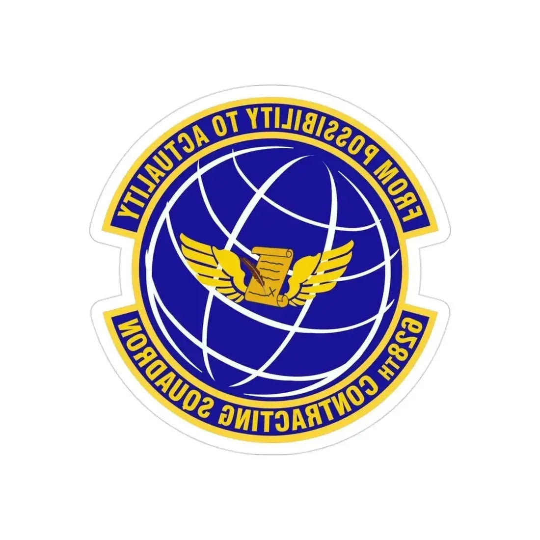 628th Contracting Squadron (U.S. Air Force) REVERSE PRINT Transparent Die-Cut STICKER 3 Inch Die-Cut Transparent - The Sticker Space